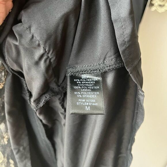 NEW Tuckernuck Pomander Place Black Lillith Gold Embroidered Lace Dress Size M - Picture 8 of 10